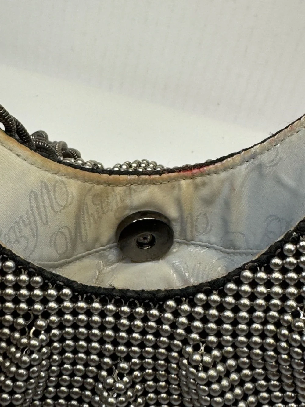 Vintage Whiting & Davis Silver Bubble Mesh Hobo Evening Bag Twisted Chain Y2K